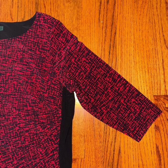 LAUREN RALPH LAUREN 18W Red Black Print Jersey Ruched Gathered Slimming - Picture 4 of 7